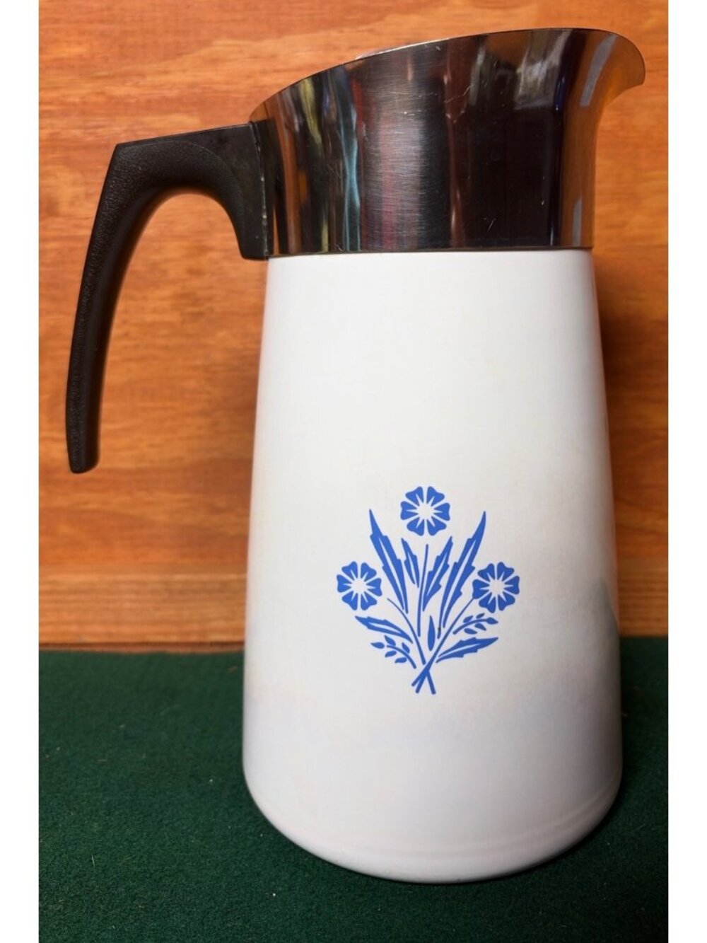 VTG Corelle Ware Blue Cornflower 9-Cup Stove Top Coffee Tea Percolator w/ Lid